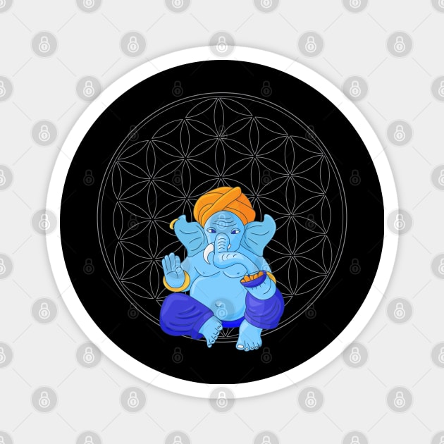 Ganesha sacred geometry flower of life Magnet by tatadonets